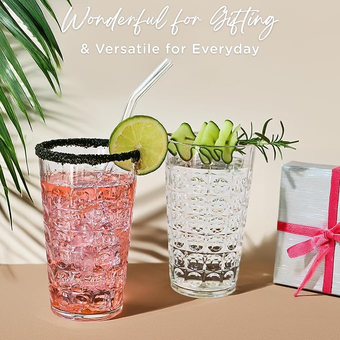 Kate Aspen Clear Plastic Drinking Glasses Set of 8, 19 oz, Hobnail Bubble - Image 5