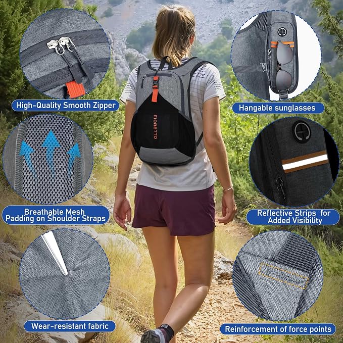 FIORETTO 15L Hiking Backpack for Women Men Mini Packable Backpack Lightweight - Image 3