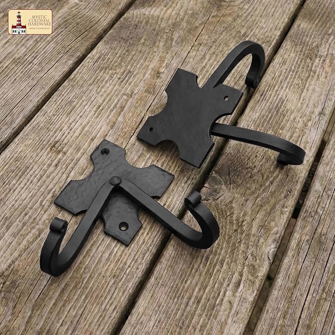 Mystic Colonial Rustic Cast Iron Wall Hooks, Heavy Duty Retro Utility Hooks - Image 7