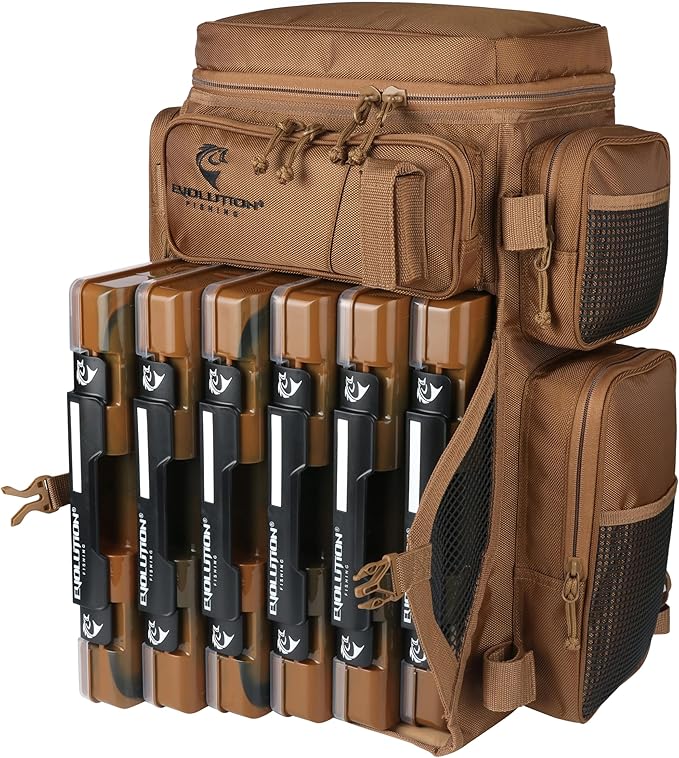 Evolution Fishing Drift Series Tackle Backpack, Outdoor Rucksack w/ 6 Fishing - Image 4