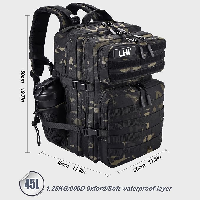 LHI Military Tactical Backpack for Men and Women 45L Army 3 Days Assault Pack - Image 2