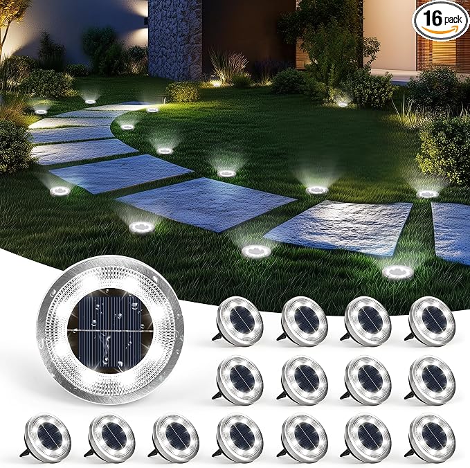 SOLPEX 16 Pack Solar Ground Lights Outdoor Waterproof, Solar Powered Pathway by Solpex