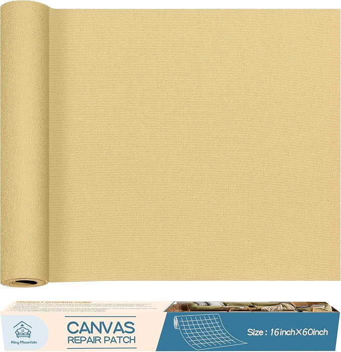 KING MOUNTAIN Canvas Repair Patch 16×60 Inch Self-Adhesive Waterproof Fabric by ForABetterHomeLife