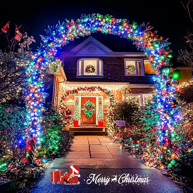 JMEXSUSS Multicolor Christmas Tree Lights Outdoor Indoor Clear Wire, 200 LED - Image 6