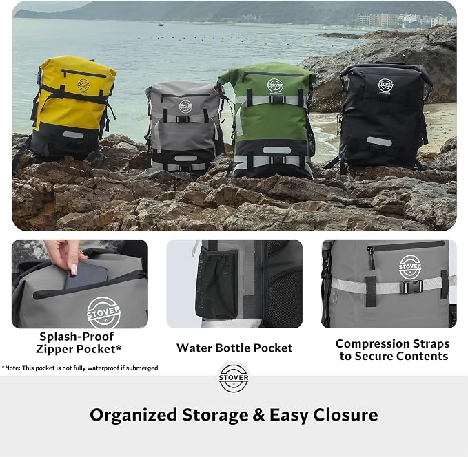 STOVER 5/10/25/30/40/55L Waterproof Dry Bag- Roll-Top Backpack w/Phone Case- - Image 7