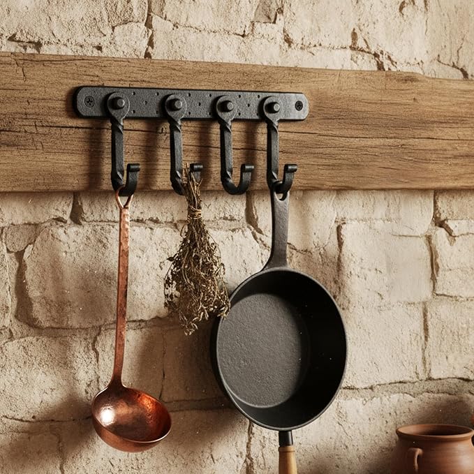 "Mystic Colonial Rustic Cast Iron Wall Mounted Coat Rack - Image 3