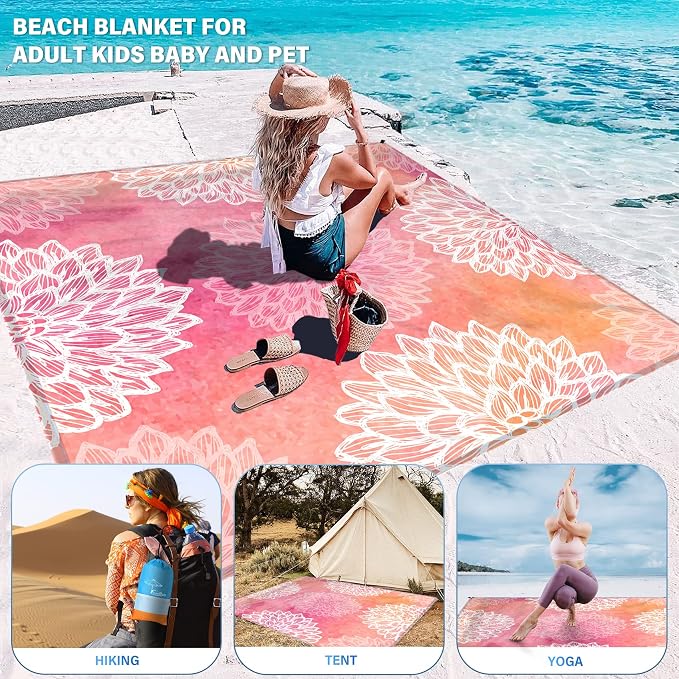 Famstar Beach Blanket Oversized Extra Large78 X 110", Waterproof Sandproof - Image 4