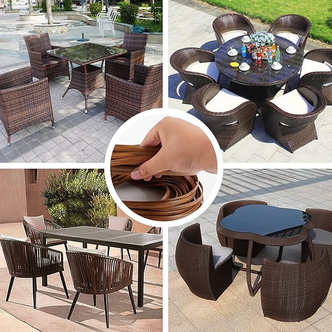 Feyart 32m/105ft 8mm Dark Wood Grain Brown Wicker Repair Kit, PE Rattan Repair - Image 5