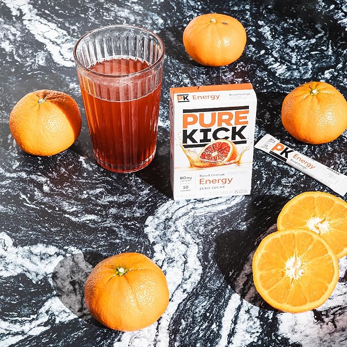 Pure Kick Energy Singles To Go Drink Mix, Blood Orange, Includes 12 Boxes - Image 5