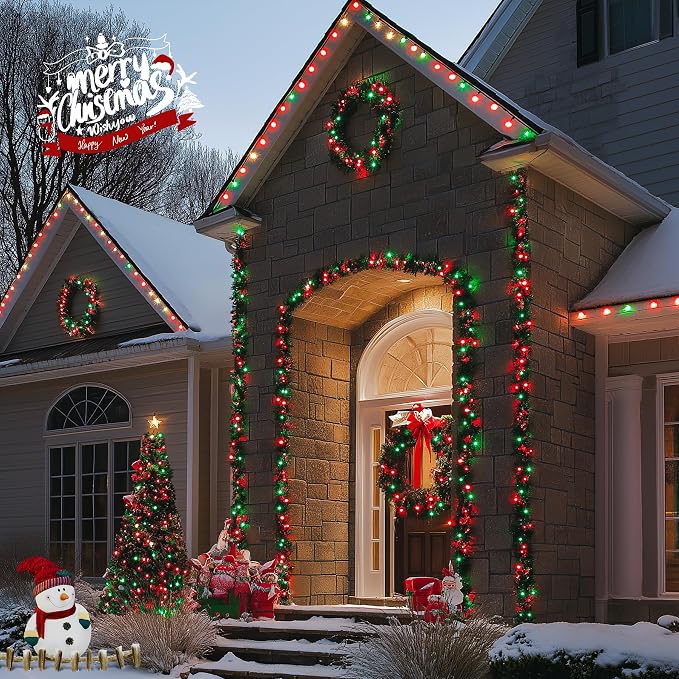 JMEXSUSS 200 LED Red and Green String Lights Outdoor, 66ft Christmas String - Image 2