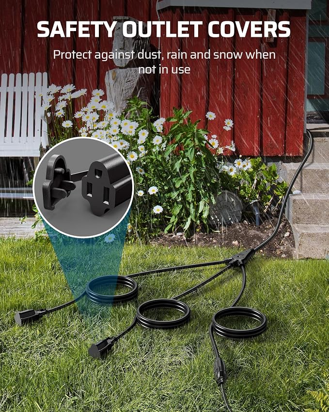 DEWENWILS Outdoor Extension Cord 1 to 3 Splitter - Image 8