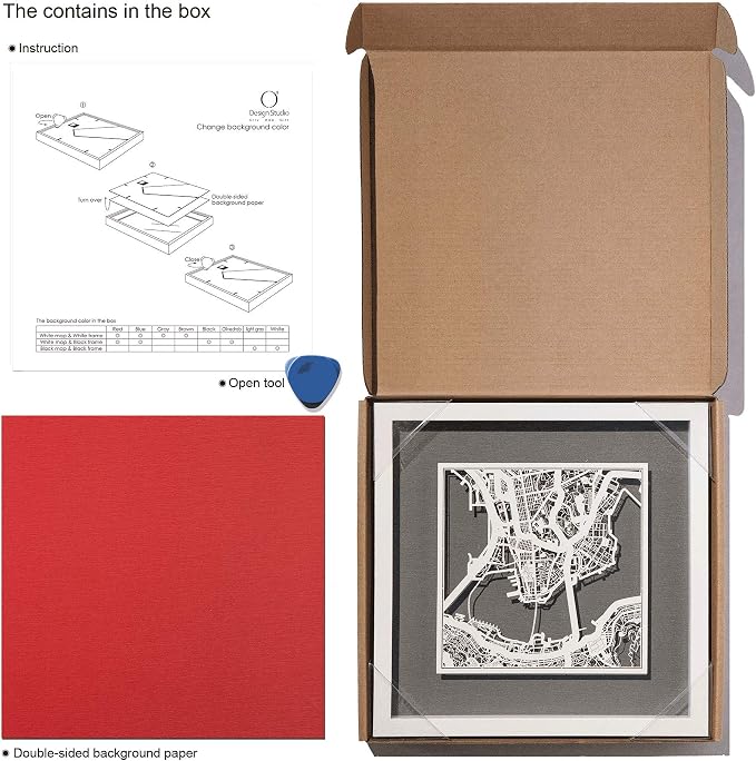 O3 Design Studio Washington D.C. Cut Map Framed, 9x9 inches, Paper Cutting Art - Image 4