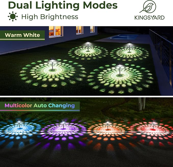 Kingsyard 8 Pack Solar Pathway Lights Outdoor Waterproof IP67, Bright Color - Image 4