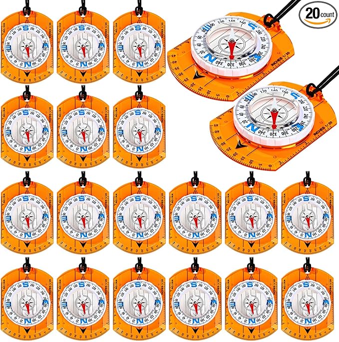 20 Pcs Acrylic Orienteering Compass Hiking Backpacking Survival Reliable by Unknown