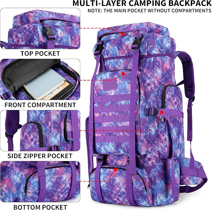 Hiking Backpack for Men 70L/100L Camping Backpack Military Rucksack Molle 3 - Image 3