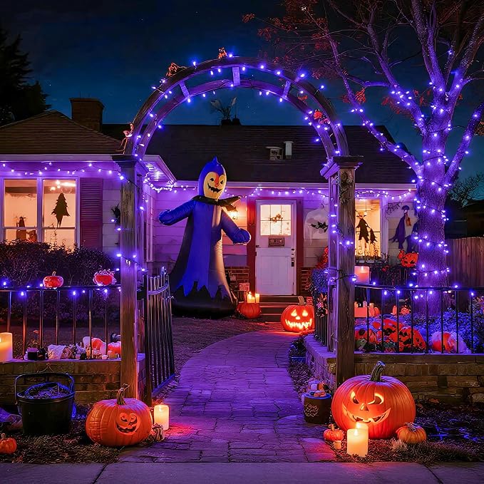 JMEXSUSS 200 LED 66ft Purple Christmas Lights, Connectable Purple String Lights - Image 9