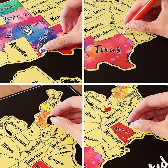 TRAVELISIMO Scratch Off Map of The United States, 12x17 inch Scratch USA - Image 5