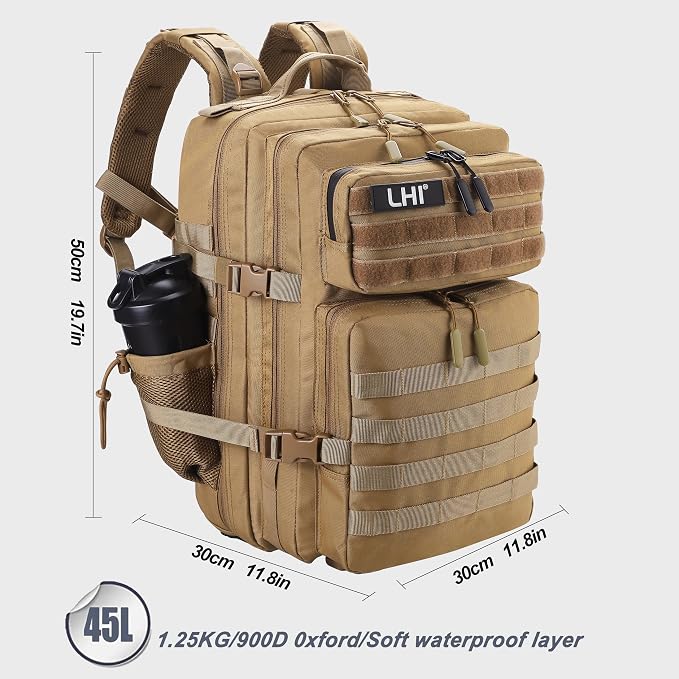 LHI Military Tactical Backpack for Men and Women 45L Army 3 Days Assault Pack - Image 5