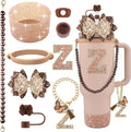 9PCS Brown for Stanley Cup Accessories Set Bling Initials Bow Charms for by Unknown