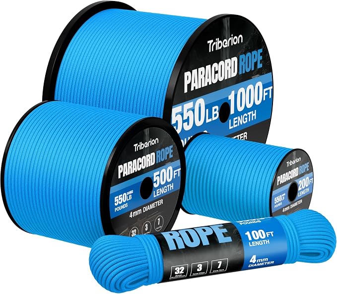 Paracord Rope 550 lb - 100ft 5/32" Parachute Cord 4MM 7-Strand para Cord - by Triberion