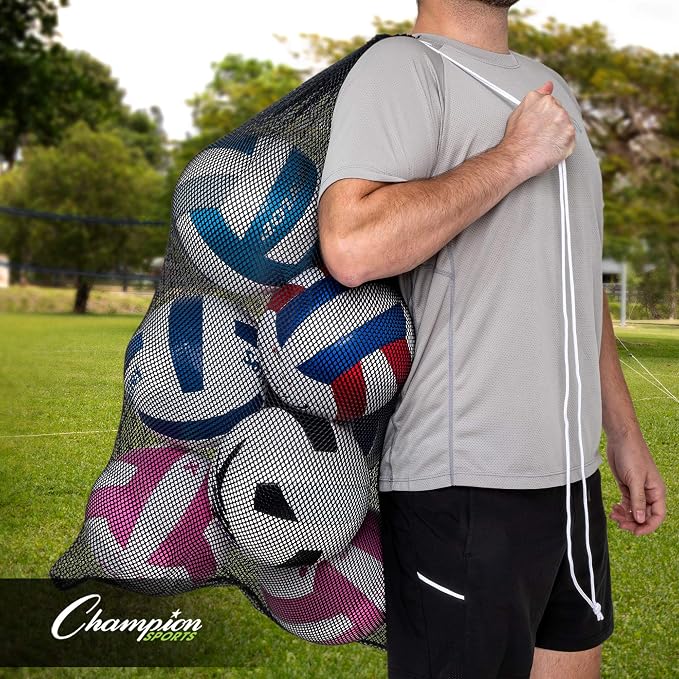 Champion Sports Mesh Equipment Bag – Heavy-Duty Nylon Drawstring Bag - Image 4