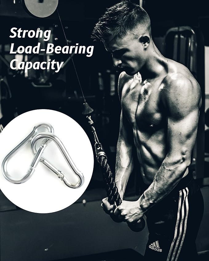 Small Carabiner Clip, M4 Stainless Steel Spring Snap Hook Heavy Duty, Locking - Image 3