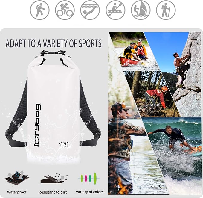 IDRYBAG Dry Bag for Kayaking Waterproof 2L/5L/10L/15L/20L, Small Dry Sack - Image 5