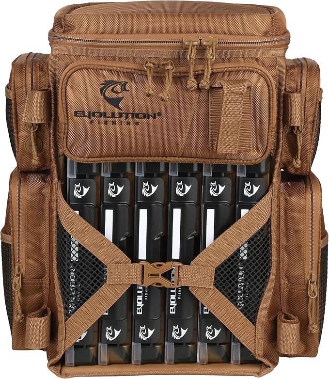 Evolution Fishing Drift Series Tackle Backpack, Outdoor Rucksack w/ 6 Fishing by EvolutionOutdoor