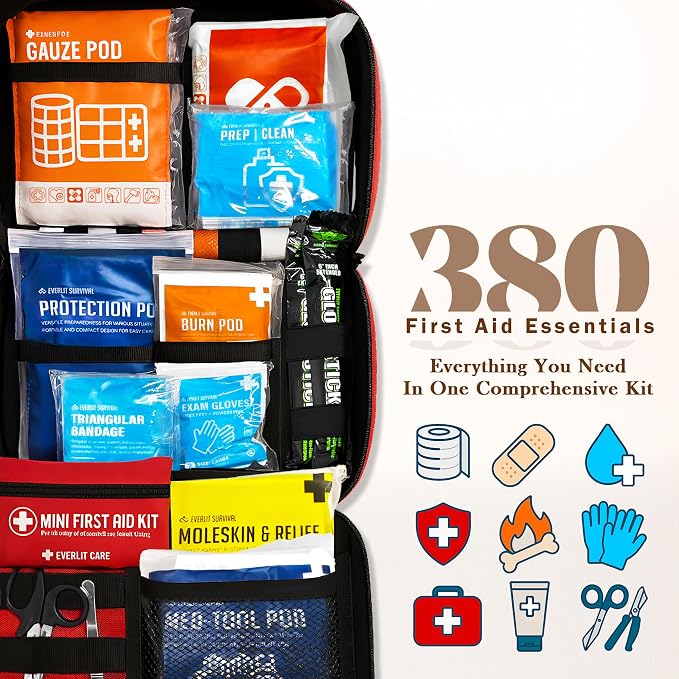 Everlit Care 380 Pcs First Aid Kit All-Purpose Medical Essential Kit - Image 5