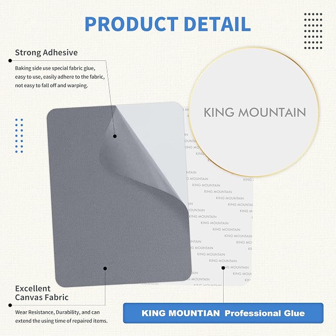 KING MOUNTAIN Canvas Repair Patch 9 x11 Inch 2 Pcs Self-Adhesive Waterproof - Image 3