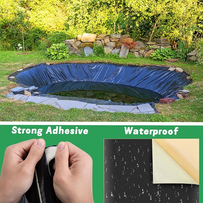 Adnee 2 Pcs Pond Liner Repair Patch-10 x 10 Inches Self-Adhesive EPDM Liner - Image 8