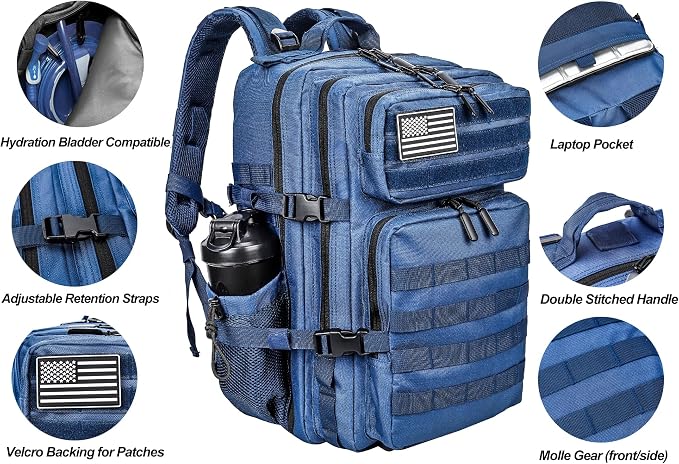 LHI Military Tactical Backpack for Men and Women 45L Army 3 Days Assault Pack - Image 4