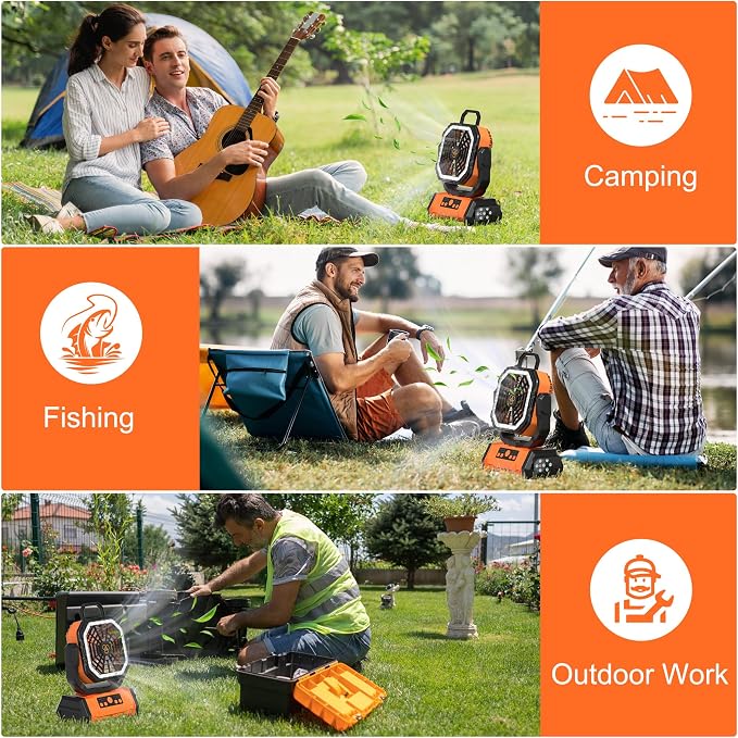 Honesorn Portable Rechargeable Fan 20000mAh, Camping Fan - Image 8