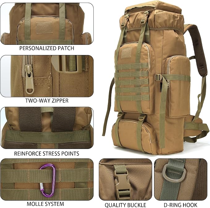 Hiking Backpack for Men 70L/100L Camping Backpack Military Rucksack Molle 3 - Image 6