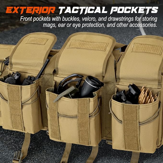 DULCE DOM 36 42 48 Inch Double Rifle Case, Tactical Soft Padded Backpack - Image 4