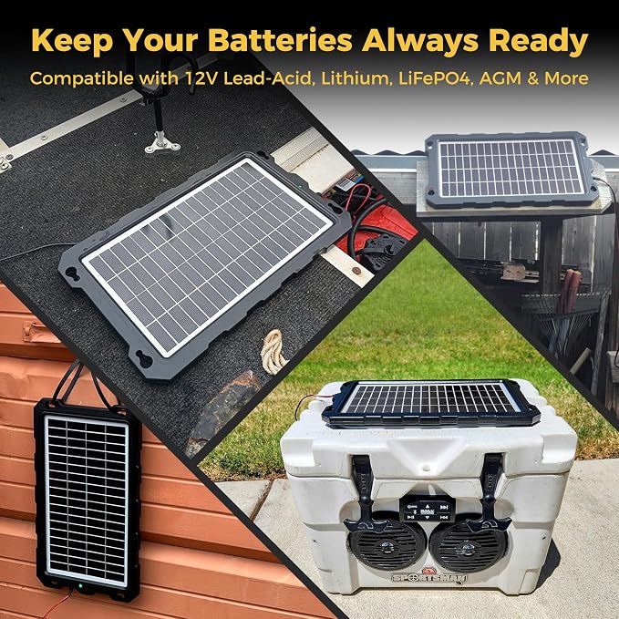 SUNAPEX 12V Solar Battery Charge: 10W Waterproof Portable Solar Panel Kit - Image 6