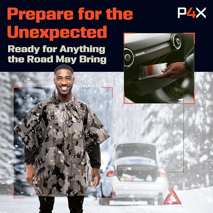 PREPARED4X Emergency Mylar Poncho – Survival Rain Poncho - Image 5