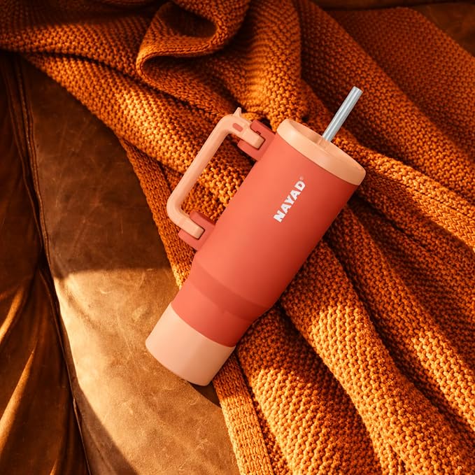 NAYAD 40oz Travel Tumbler with Handle and Straw|Cup Holder Friendly Insulated - Image 7