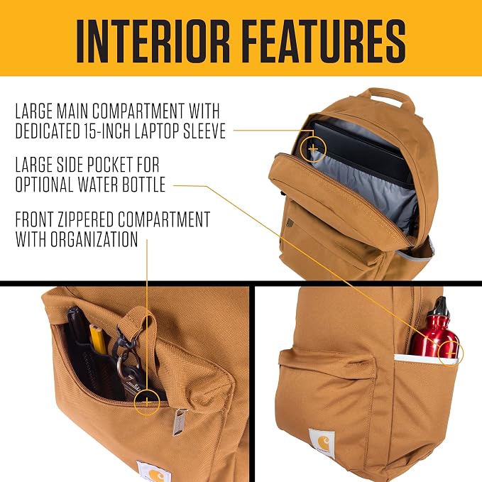 Carhartt 21L Classic Laptop Backpack, Water-Resistant Pack W/ 15" Laptop Sleeve - Image 2