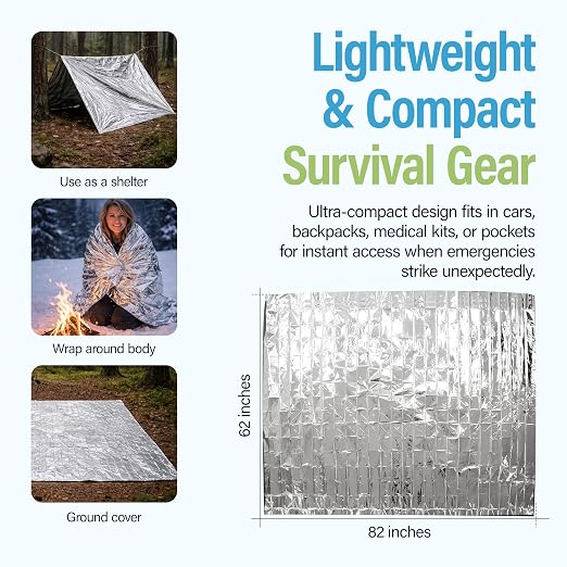 Ever Ready First Aid Mylar Rescue Blanket, Large Silver Thermal Sheet - Image 7
