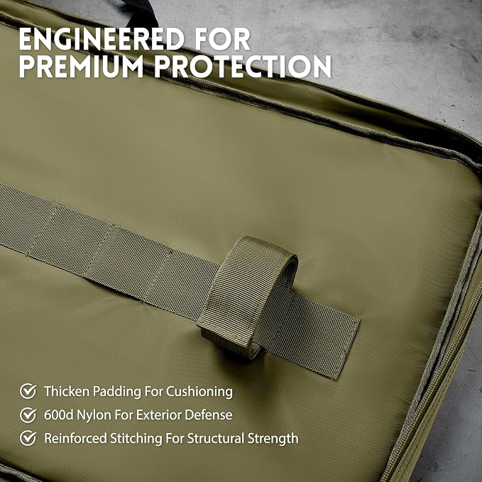 Single Rifle Case Bag, Tactical Padded Soft Gun Case w/MOLLE System, Wide - Image 3