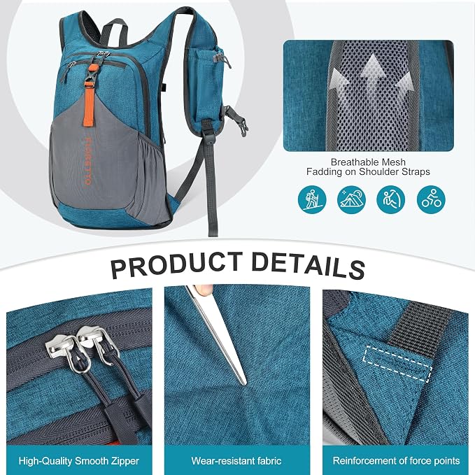 FIORETTO 15L Hiking Backpack for Women Men Mini Packable Backpack Lightweight - Image 6