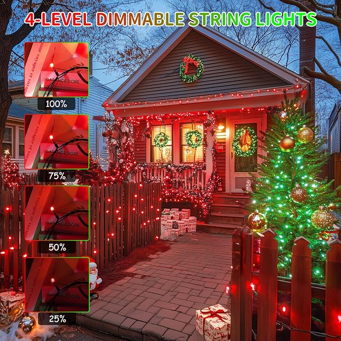 JMEXSUSS 200 LED Christmas Lights Outdoor, 66ft Red and Green String Lights - Image 4