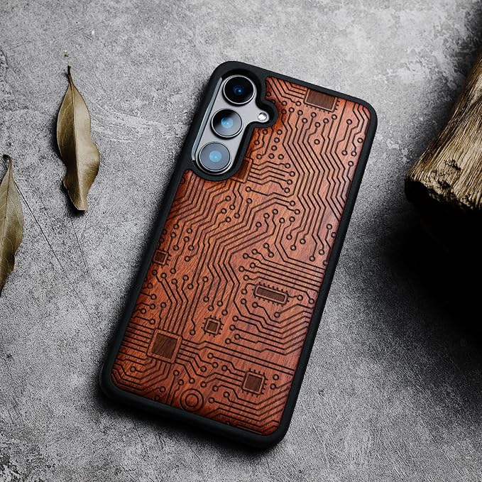 Carveit Wood Case for Galaxy S24 Plus Case Shockproof Protective Cover Unique - Image 4