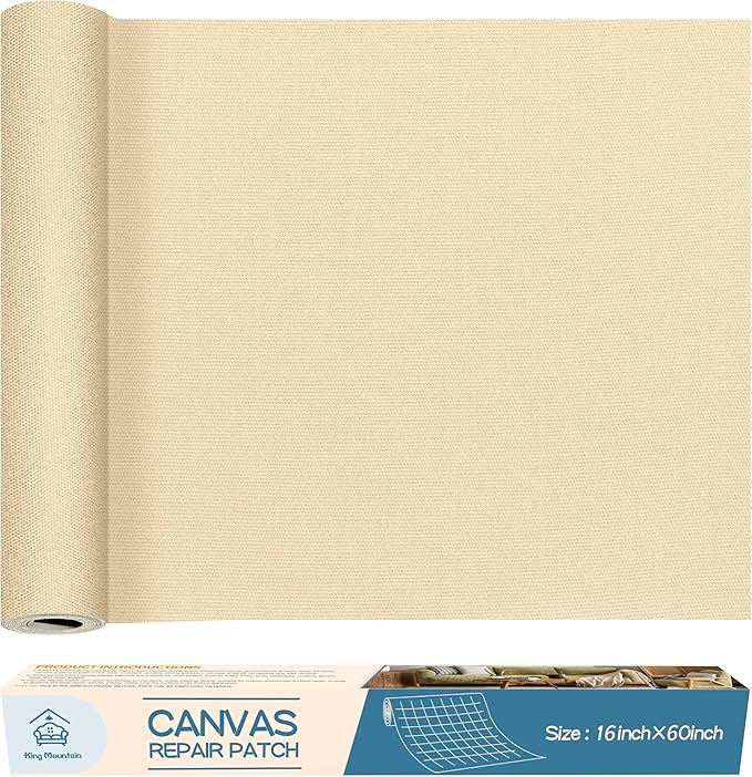 KING MOUNTAIN Canvas Repair Patch 16×60 Inch Self-Adhesive Waterproof Fabric by ForABetterHomeLife