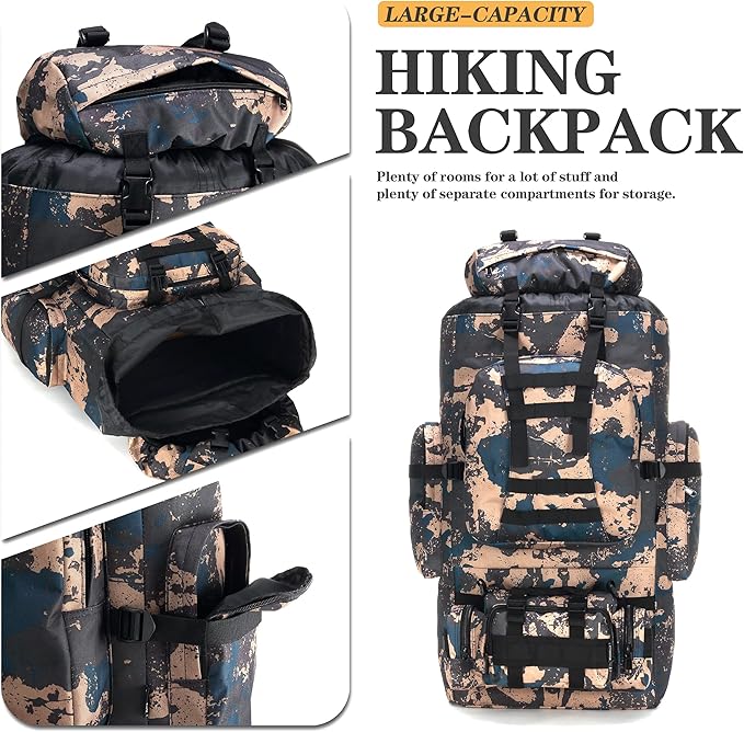 100L Camping Hiking Backpack, Molle military Tactical rucksack backpack - Image 2