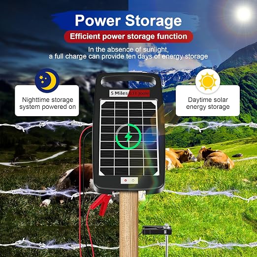 5 Miles Solar Powered Electric Fence Charger – 0.11J Output, 24/7 Day/Night - Image 4