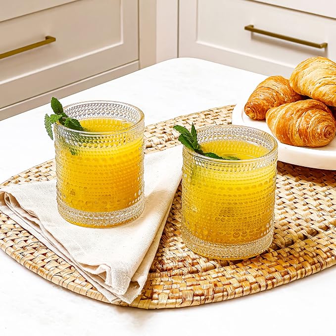 Kate Aspen Beaded Drinking Glasses Set of 6, 10 oz Retro Vintage Glassware - Image 5