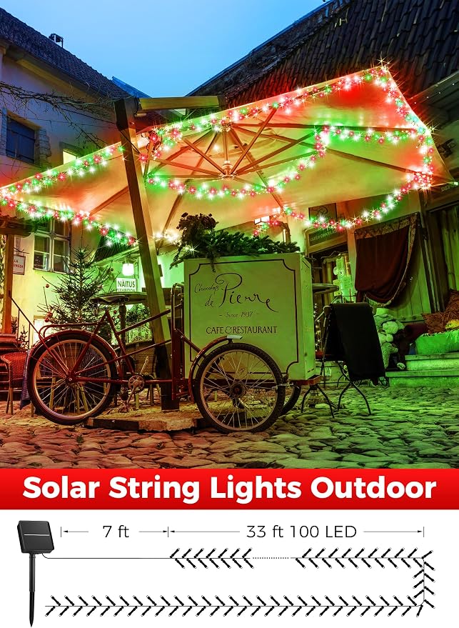 Minetom Solar Christmas Lights Outdoor Waterproof, 2 Pack Total 80FT 200 LED - Image 4