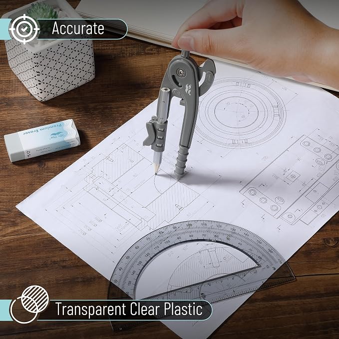 Mr. Pen- Geometry Compass and Protractor Set, 6 Inch Compass, 6 Inch Protractor - Image 4